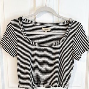 Madewell Black and White Fitted Crop T-Shirt